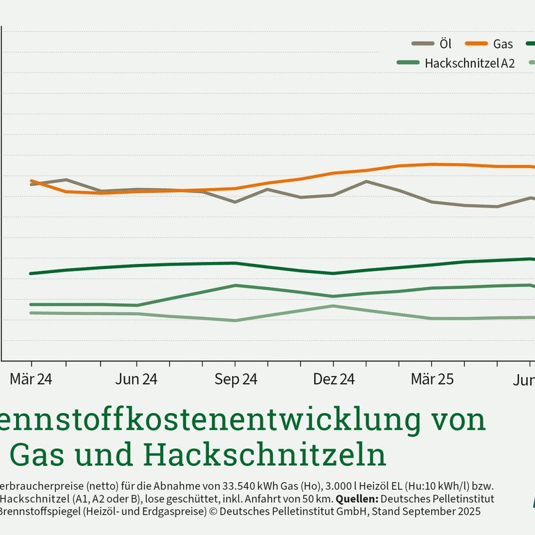 Hackschnitzelpreise fallen im dritten Quartal