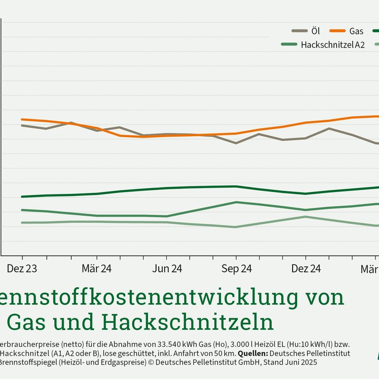 Hackschnitzelpreise steigen im zweiten Quartal nur leicht